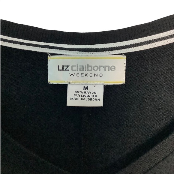 Women's Liz Claiborne Medium 8 - 10 V-Neck Sweater Shirt Black Buttery Soft NWOT - Picture 7 of 7